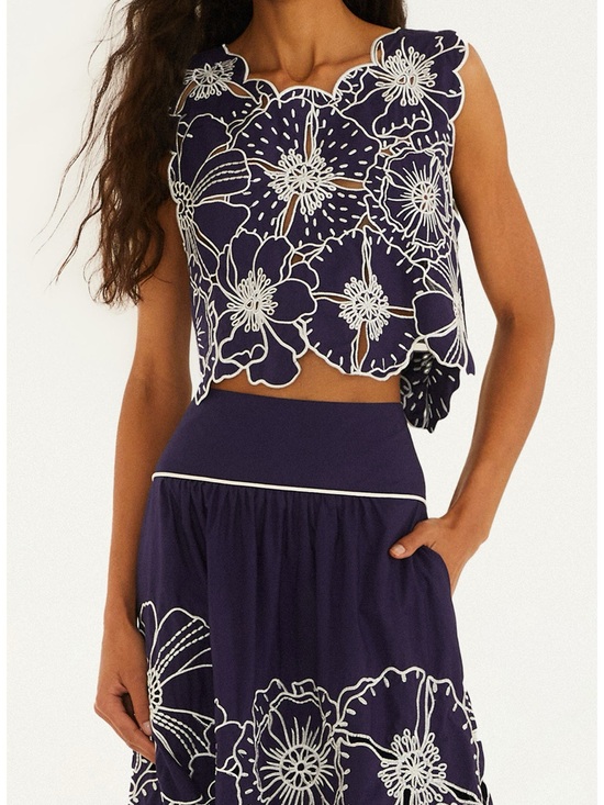 FARM Rio Tops - Farm Rio • NWT $198US Blue Richelieu Top